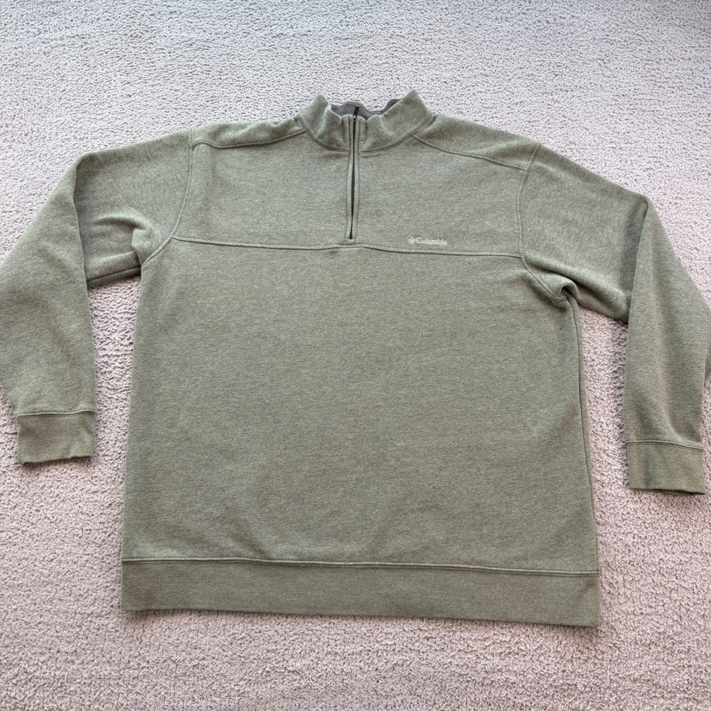 Columbia Mens XXL Olive Green Heather Quarter Zip Fleece Sweatshirt AM6771
